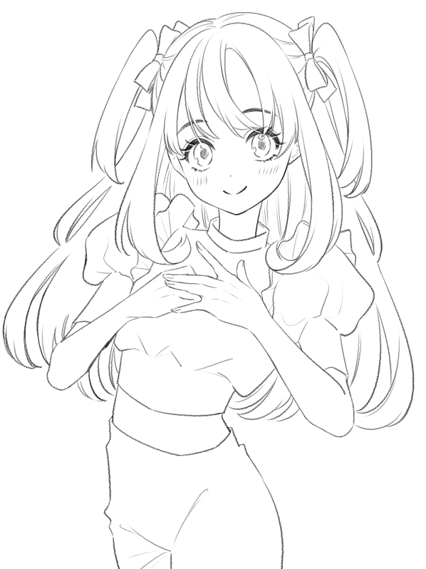 ラフをもとに線画を描いていきます