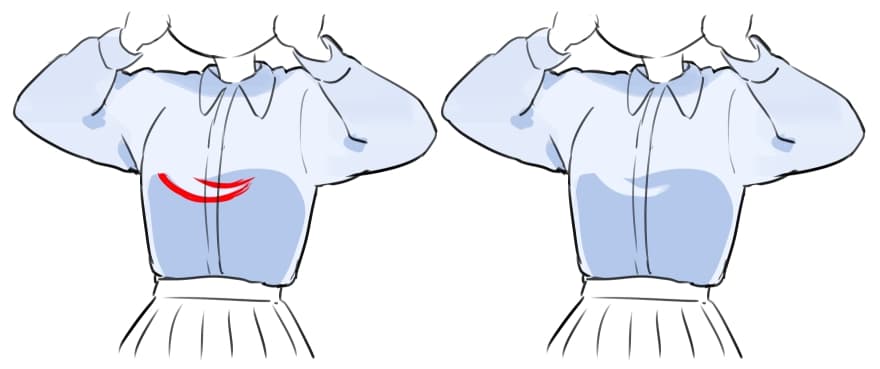 服（シャツ）の影の描き方