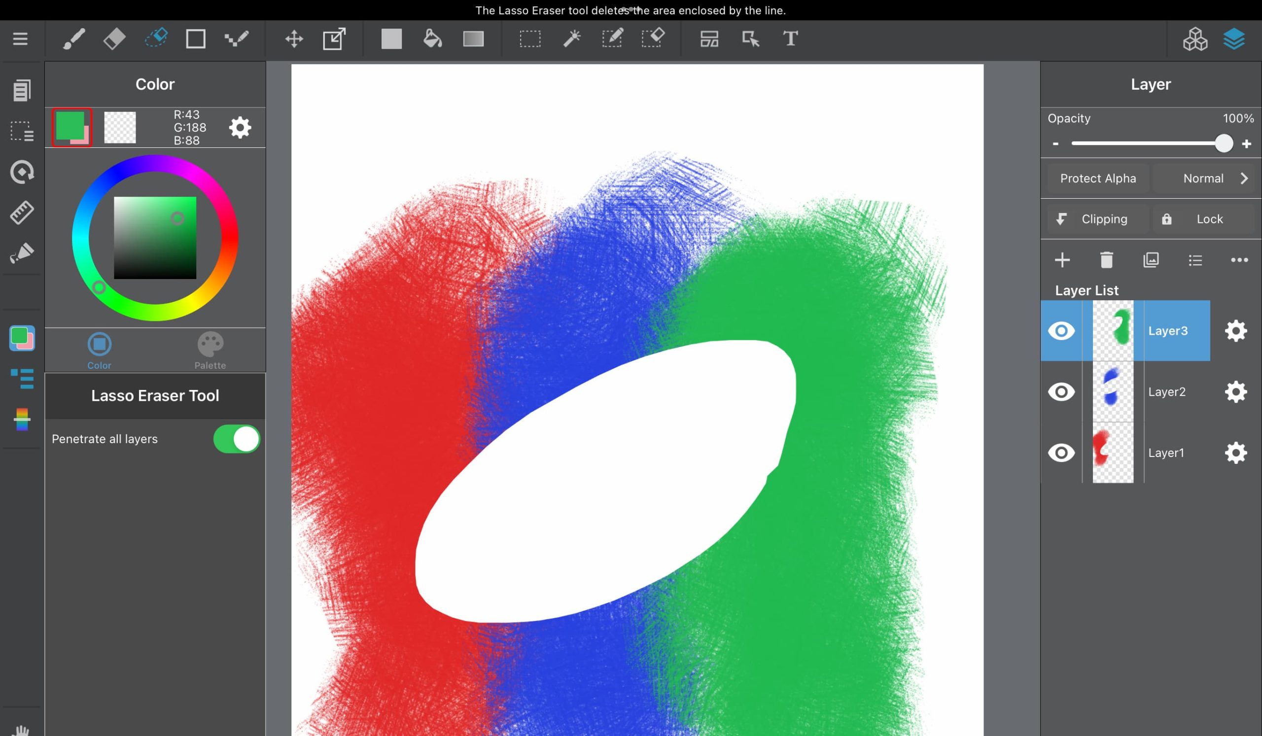 [iPad] How to Use the Eraser(Lasso) Tool - Penetrate all layers