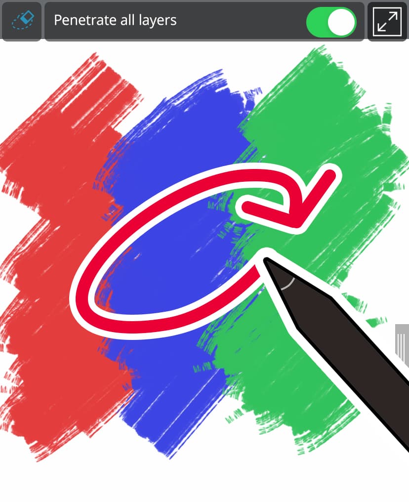 [iPhone] How to Use the Eraser(Lasso) Tool - Penetrate all layers